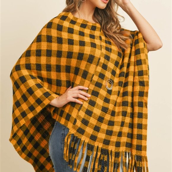 PLAID PRINT PONCHO - SOFT - Picture 4 of 4